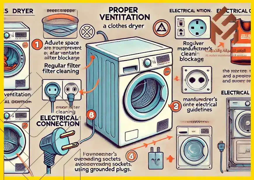 سلامة استخدام جهاز تجفيف الملابس