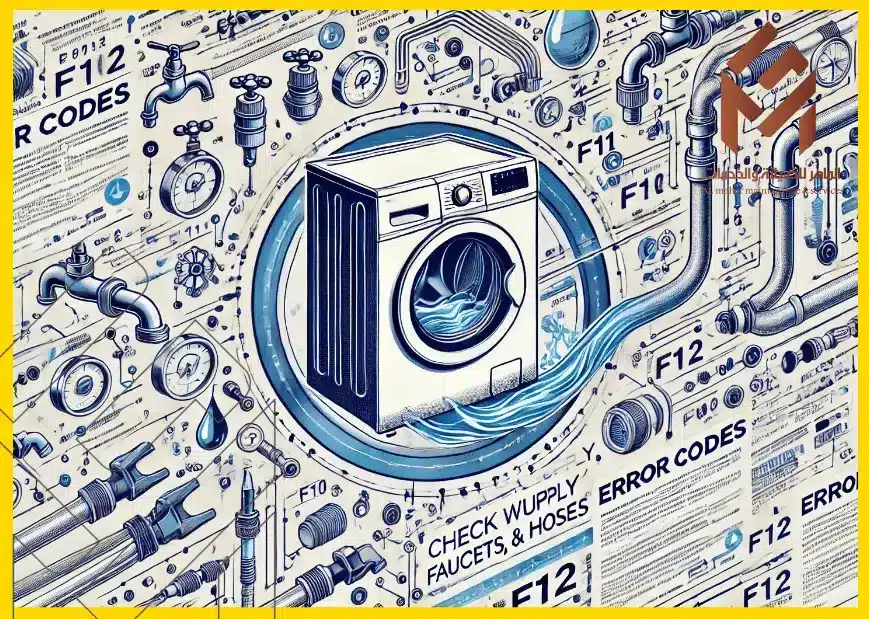 رموز الخطأ لغسالات ومجففات اريستون صورة تمثل تدفق المياه والتحقق من الصنابير والخراطيم