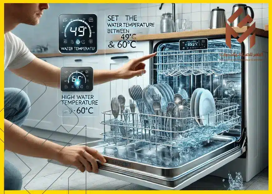  صورة فوتوغرافية واقعية عالية الجودة تظهر الجزء الداخلي لغسالة أطباق مع رفوف مملوءة بأطباق نظيفة ولامعة. في المقدمة، ضع عبوة أقراص منظف غسالة الأطباق فينيش للتأكيد على الاتصال بمنتج التنظيف. أضف قطرات الماء الفوار على الأطباق لتعزيز الشعور بالنظافة. يجب أن تكون الخلفية بسيطة ولا تشتت الانتباه عن العناصر الرئيسية.
ستخدام حرارة الماء العالية