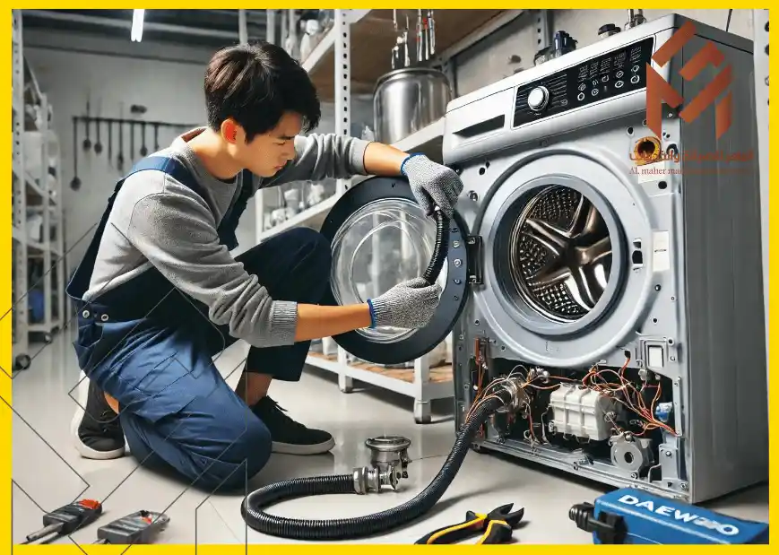 فحص طرمبة صرف الموية في الصورة مهندس يمسك بلي طرمبة الموية لكي يفحصة