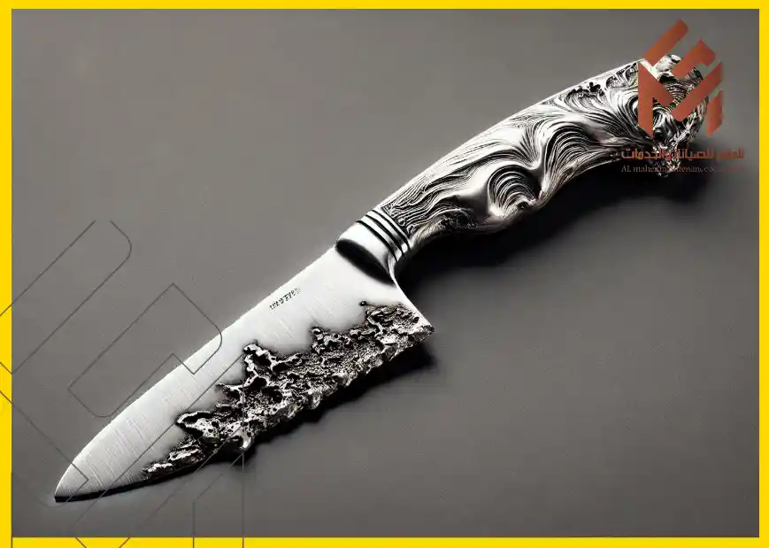 سكين بنصل مزخرف ومقبض محفور بتصميم حلزوني. 18 شيئًا يجب ألا تضعها أبدًا في غسالة الأطباق